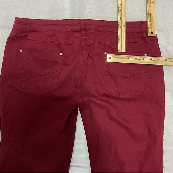 NWT Women’s FLAMINGALS Plus 3XL Wide Leg COTTON Jeans Mid Waist Flare Pants Wine - Picture 7 of 13